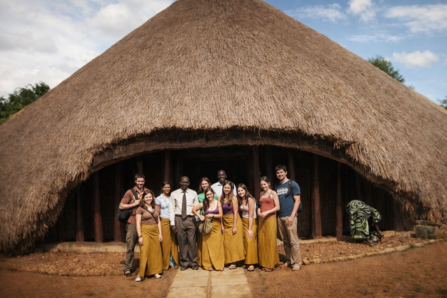 Image showing tourists at buganda Royal tombs, and iconic tourism site in the Buganda Kingdom, central Ugandas